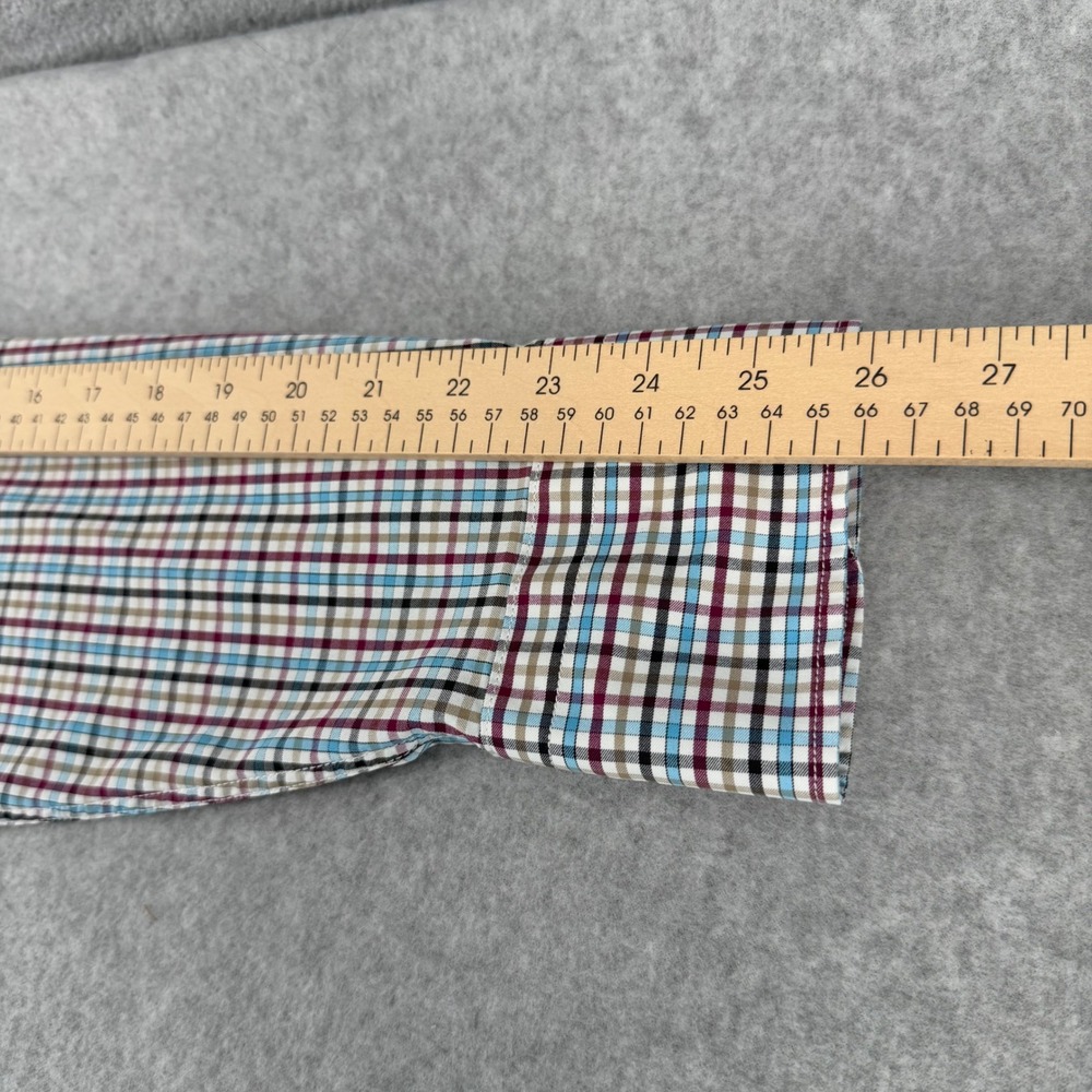 Peter Millar Crown Sport Mens L Blue Purple Check Performance Shirt MF18EW12BL - Picture 9 of 12
